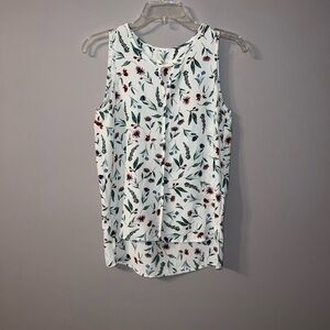White blue, green and red floral, tank top, blouse c&e small